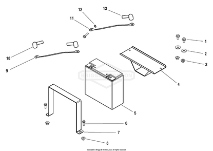Battery And Tray (030402) Diagram and Parts List for 030409-01 9000EA Briggs and Stratton Generator